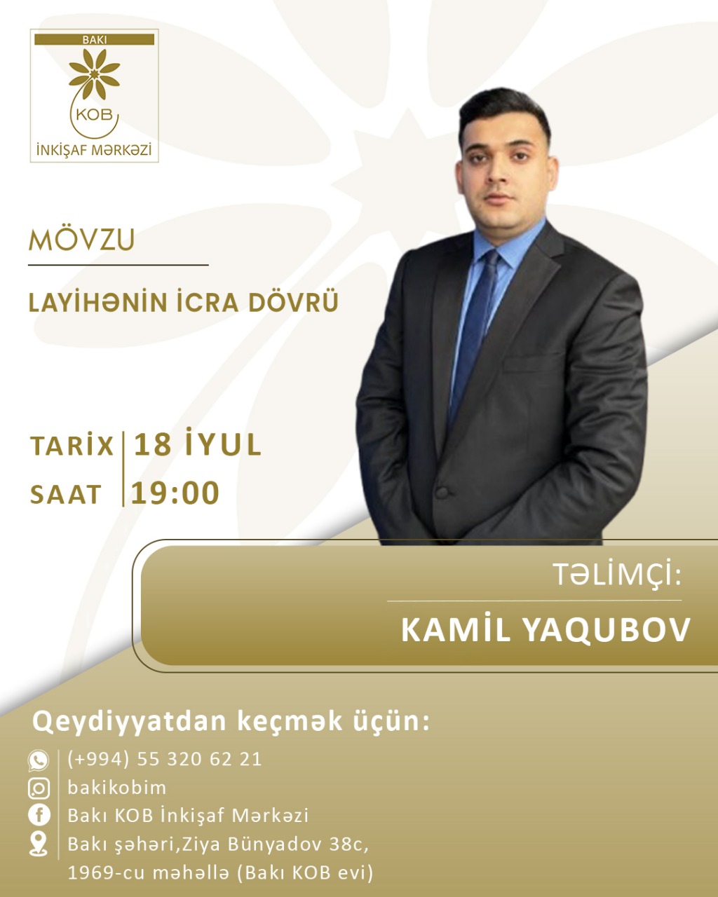 "Layihənin icra dövrü" mövzusunda praktiki təlim keçiriləcək.