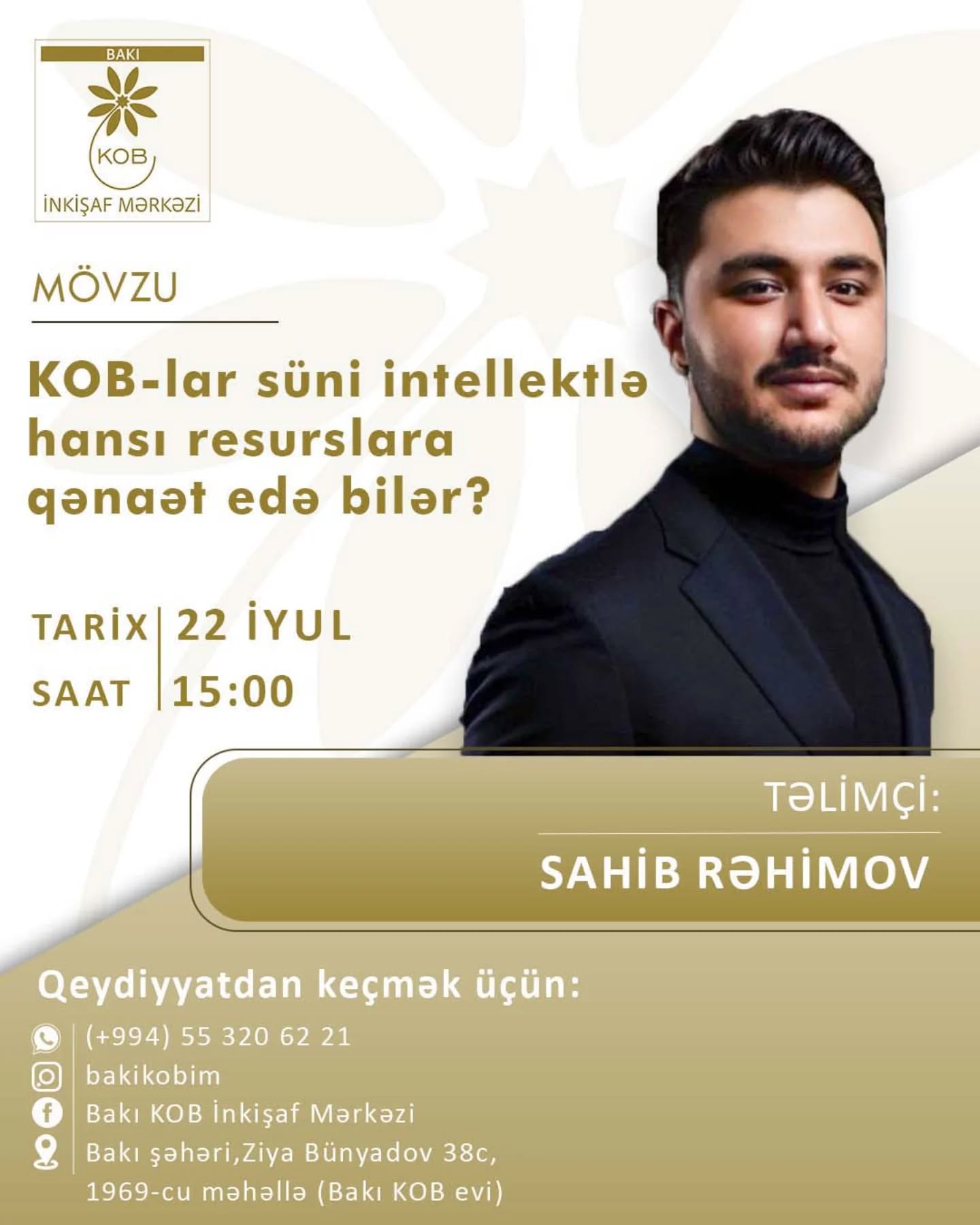 “KOB-lar süni intellektlə hansı resurslara qənaət edə bilər?” mövzusunda praktiki təlim keçiriləcək.
