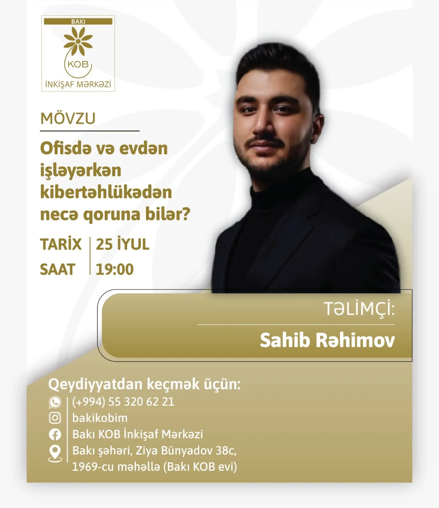 "Ofisdə və evdən işləyərkən kibertəhlükədən necə qoruna bilər?" mövzusunda praktiki təlim keçiriləcək.