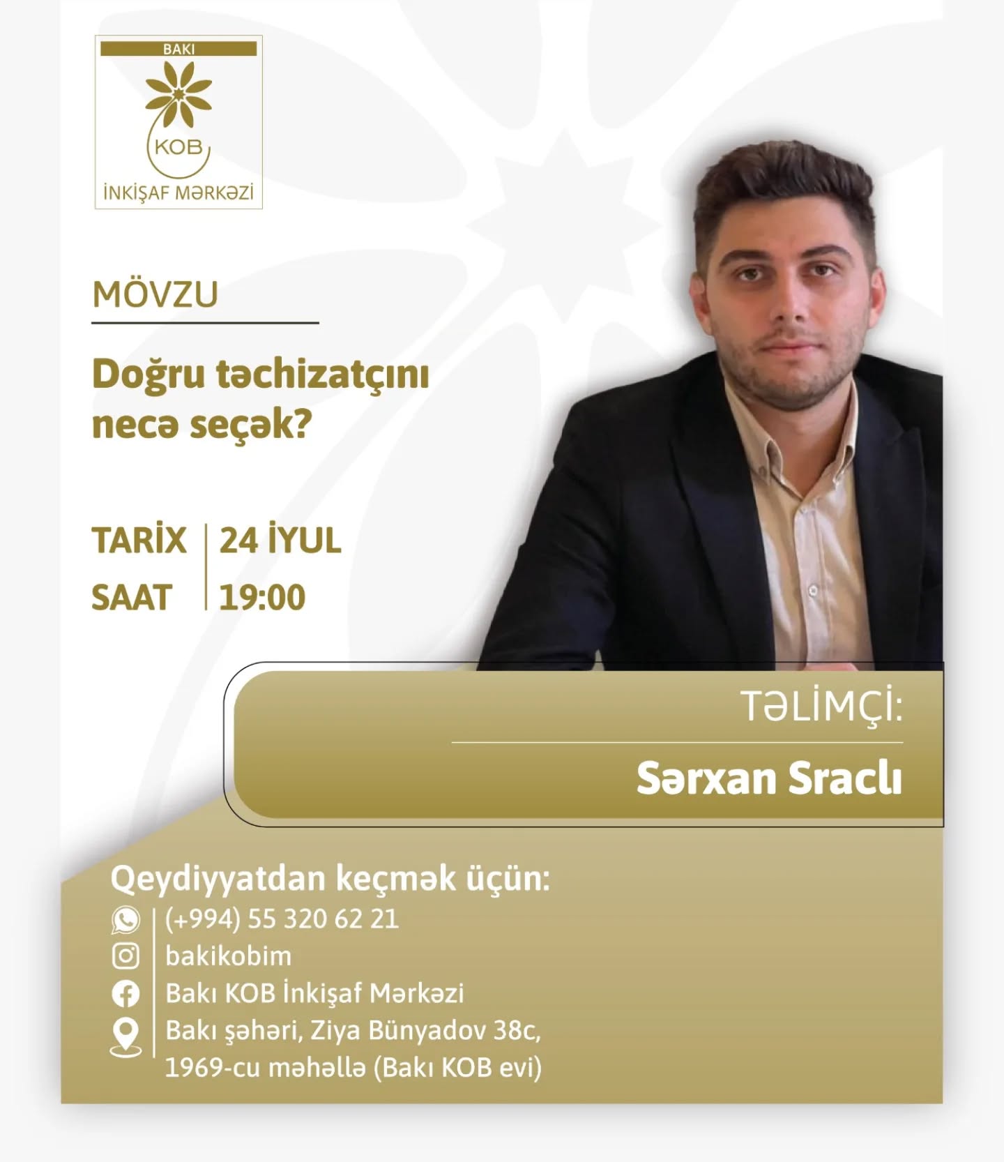 "Doğru təchizatçını necə seçək?" mövzusunda praktiki təlim keçiriləcək.