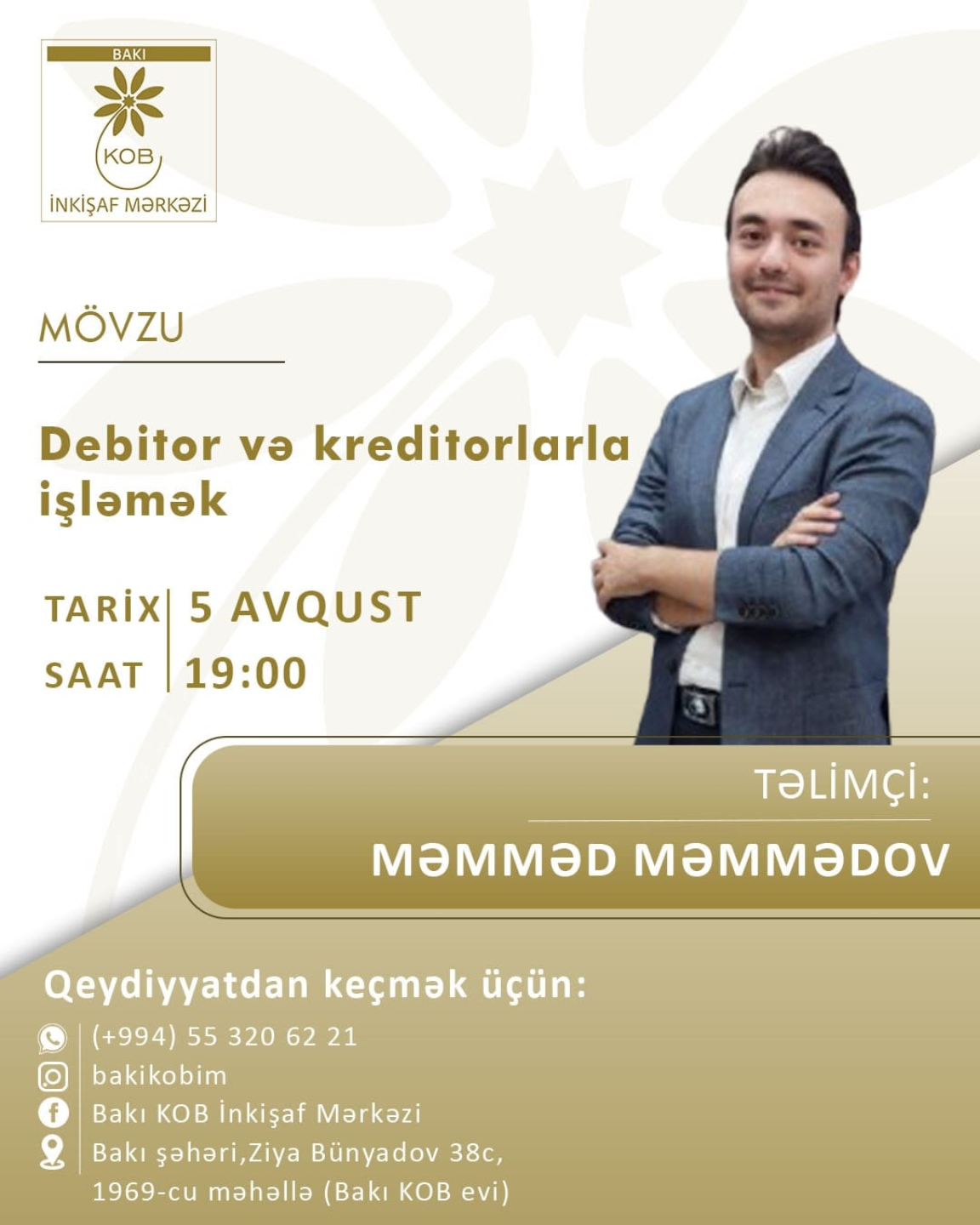 "Debitor və kreditorlarla işləmək" mövzusunda praktiki təlim keçiriləcək.