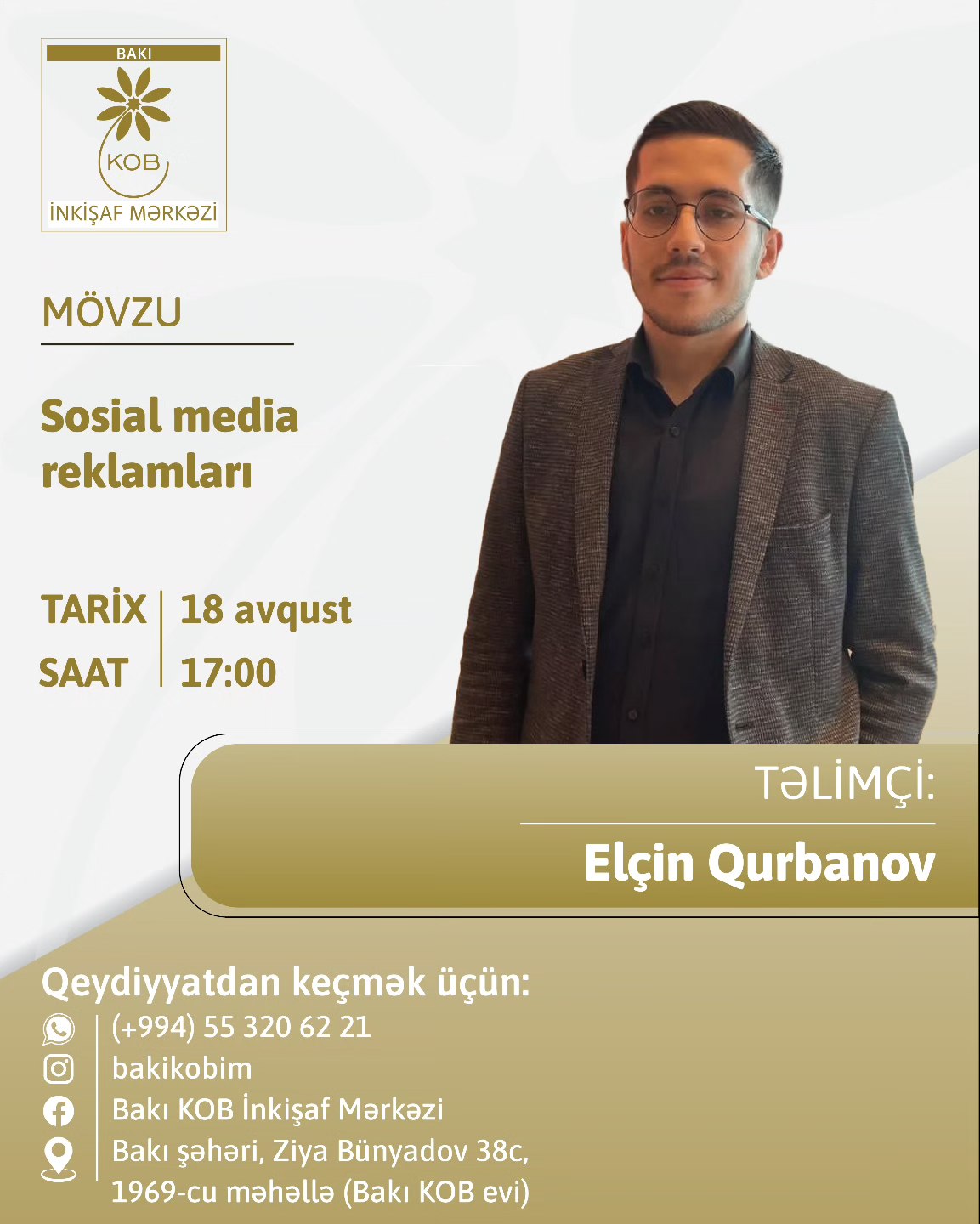 "Sosial media reklamları" mövzusunda praktiki təlim keçiriləcək.