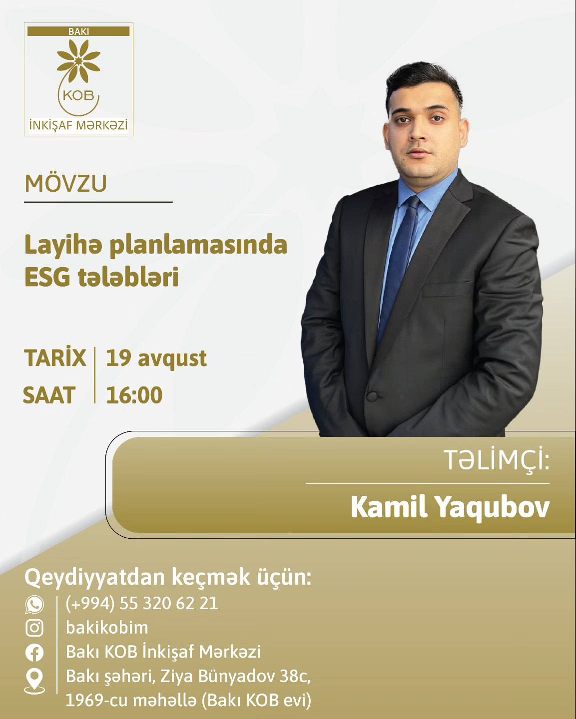 "Layihə planlamasında ESG tələbləri" mövzusunda praktiki təlim keçiriləcək.