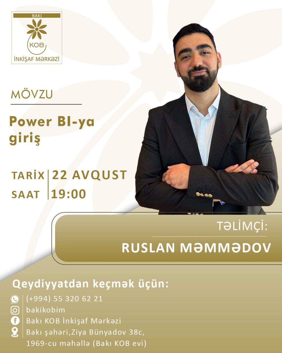 "Power BI-ya Giriş" mövzusunda praktiki təlim keçiriləcək.