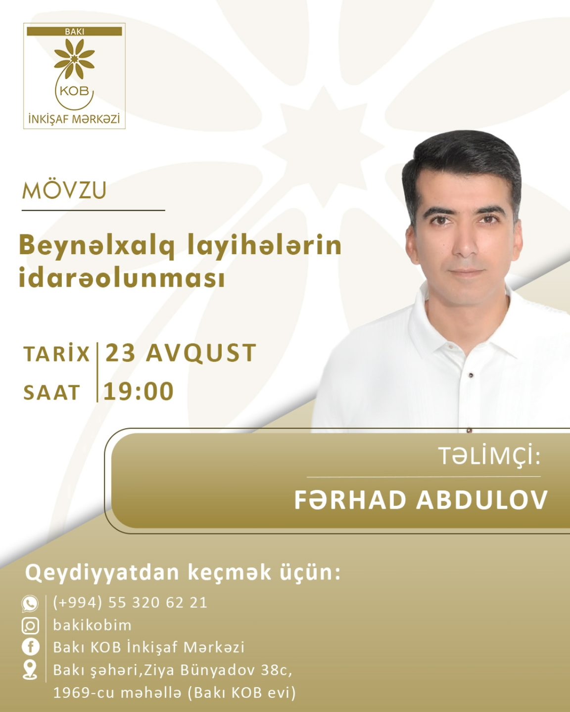"Beynəlxalq layihələrin idarəolunması" mövzusunda praktiki təlim keçiriləcək.