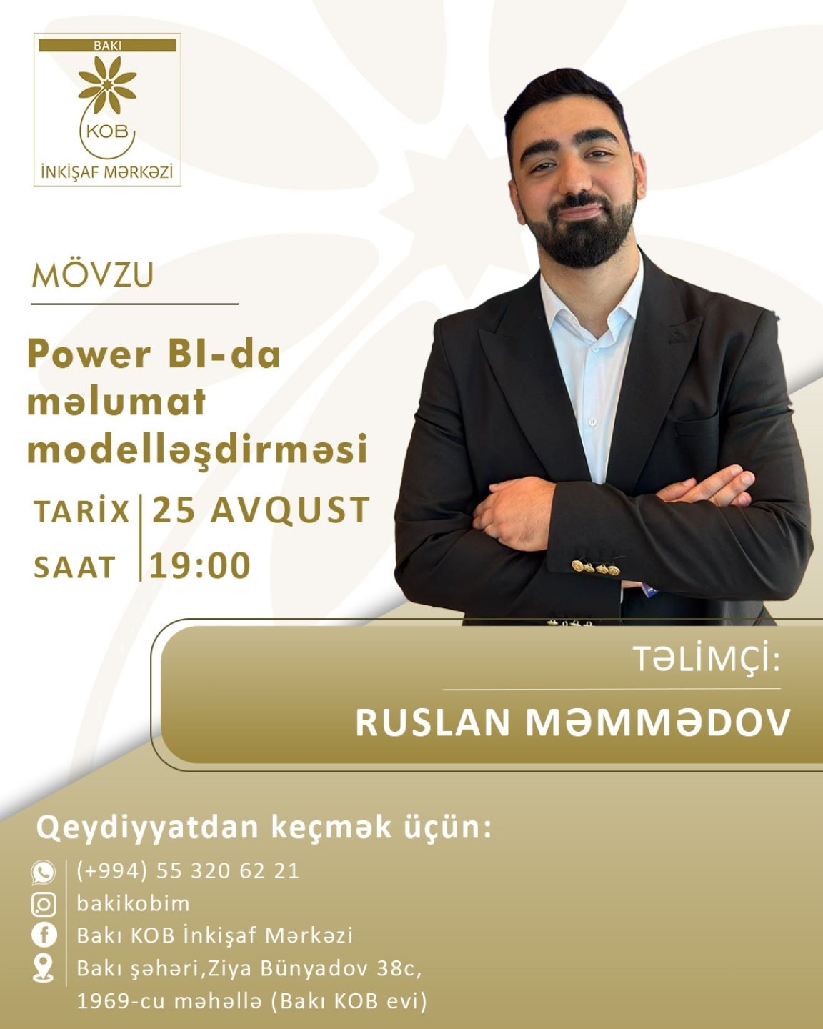 "Power BI-də məlumat modelləşdirilməsi" mövzusunda praktiki təlim keçiriləcək.