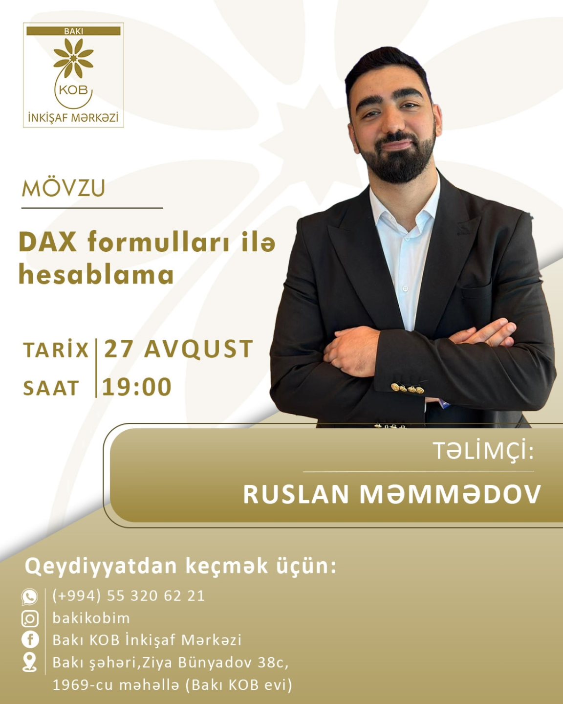 "DAX formulları ilə hesablama" mövzusunda praktiki təlim keçiriləcək.