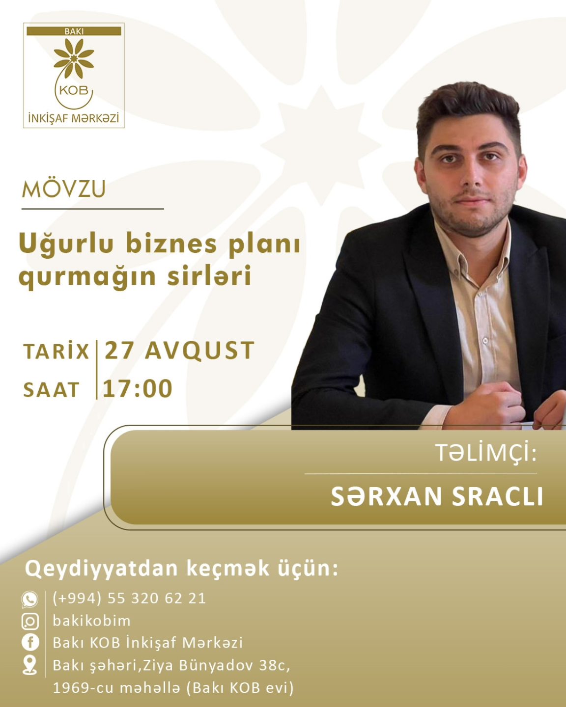 "Uğurlu biznes plan qurmanın sirləri" mövzusunda praktiki təlim keçiriləcək.