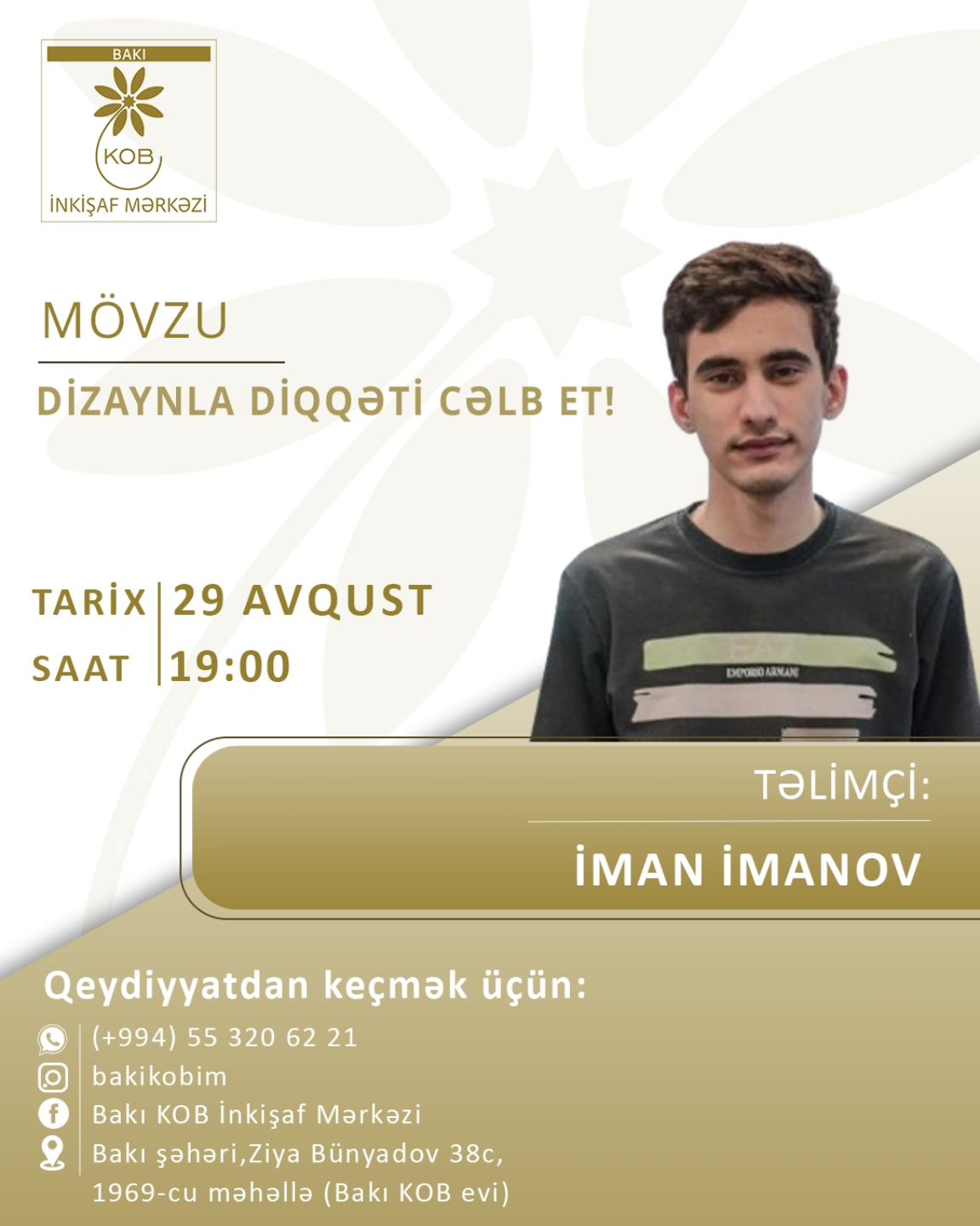 "Dizaynla diqqəti cəlb et!" mövzusunda praktiki təlim keçiriləcək.