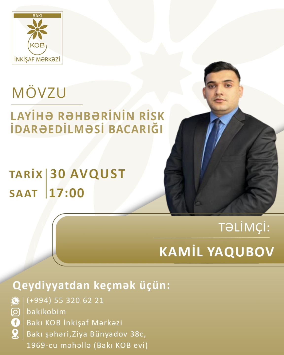 "Layihə rəhbərinin risk idarəedilməsi bacarığı" mövzusunda praktiki təlim keçiriləcək.