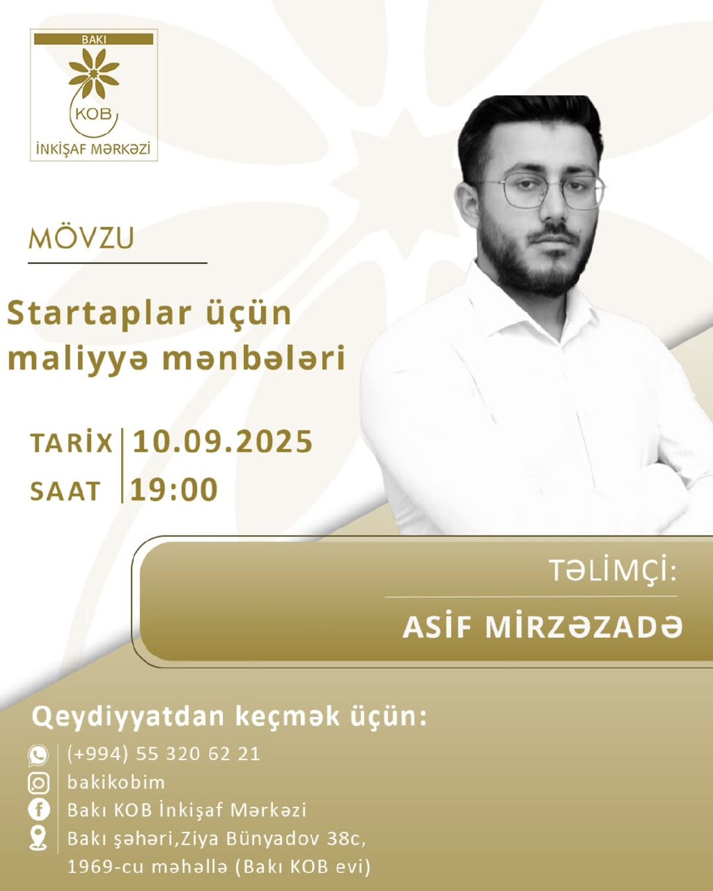 Startaplar üçün maliyyə mənbələri mövzusunda praktiki təlim keçiriləcək.