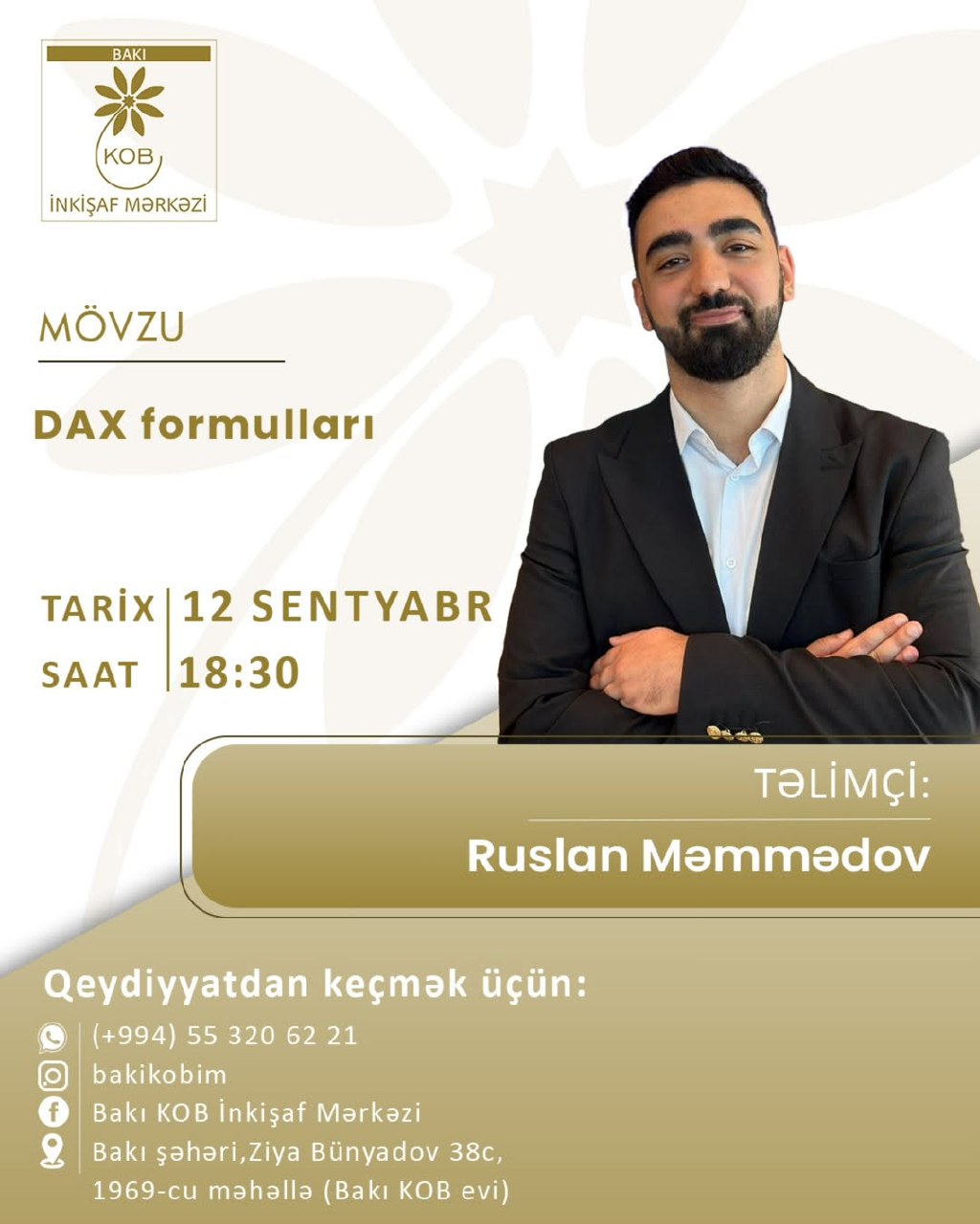 DAX formulları mövzusunda praktiki təlim keçiriləcək.
