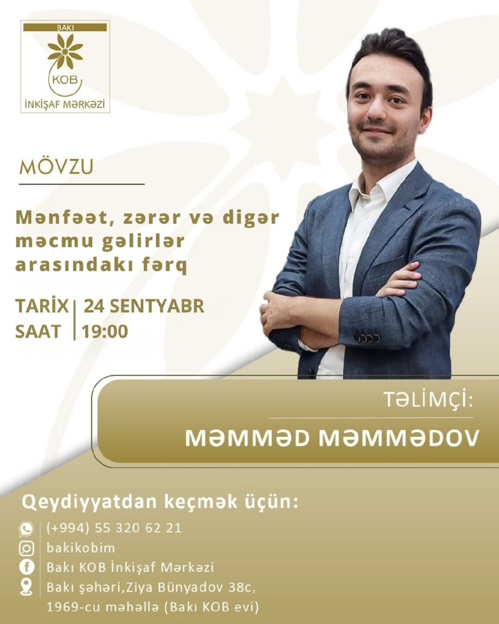 Mənfəət, zərər və digər məcmu gəlirlər arasındakı fərq mövzusunda praktiki təlim keçiriləcək.
