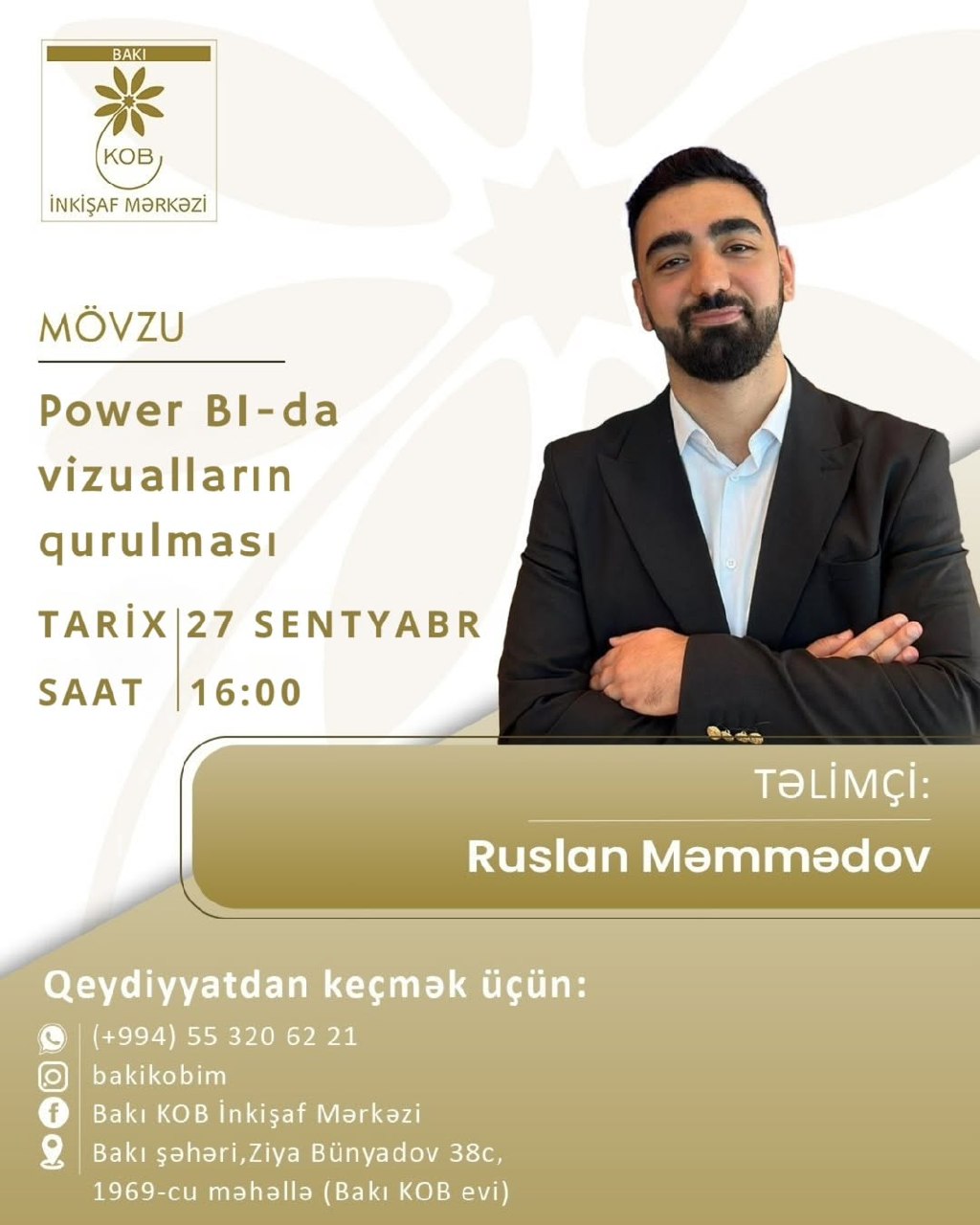 Power BI-da vizualların qurulması mövzusunda praktiki təlim keçiriləcək.