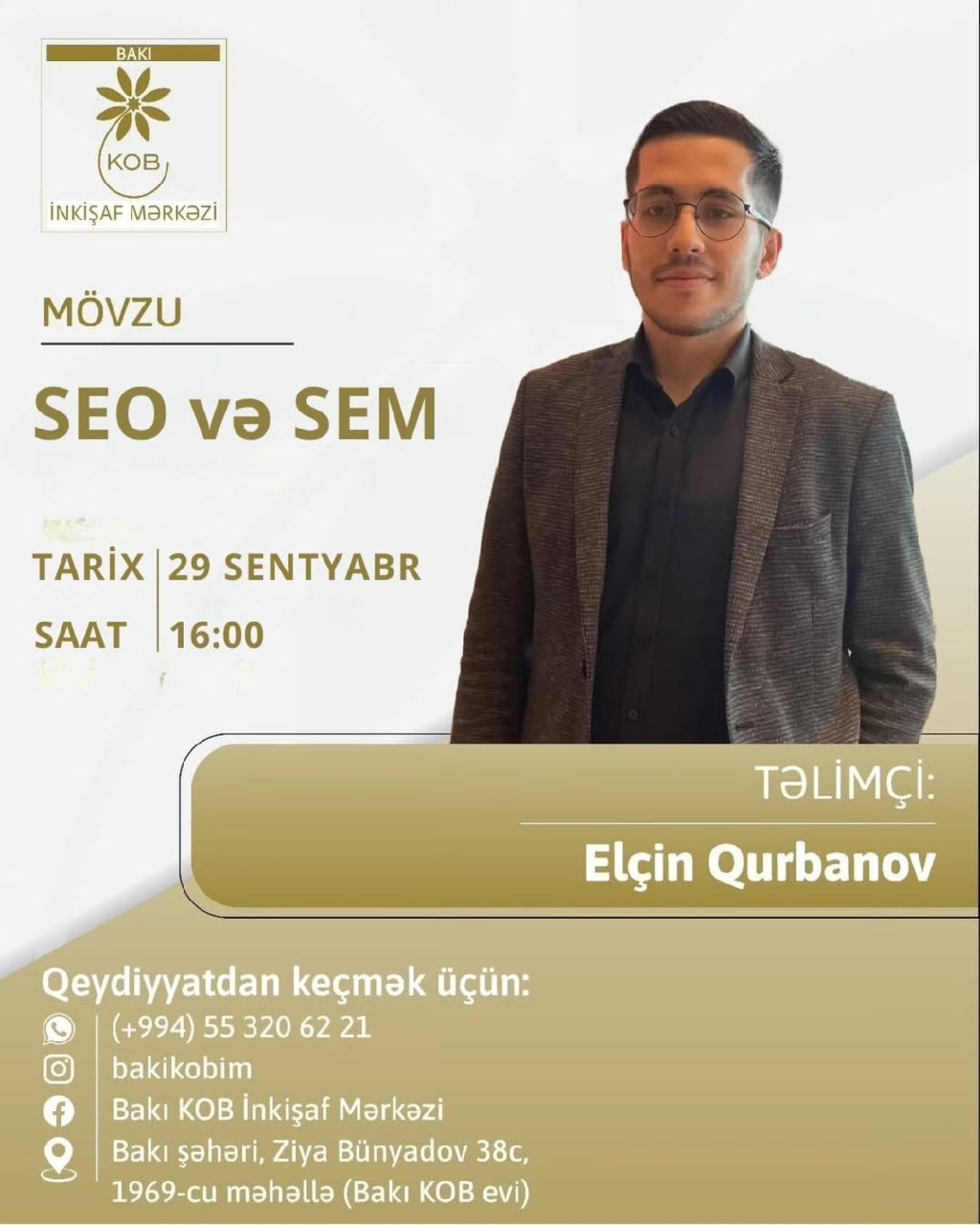 SEO və SEM mövzusunda praktiki təlim keçiriləcək.