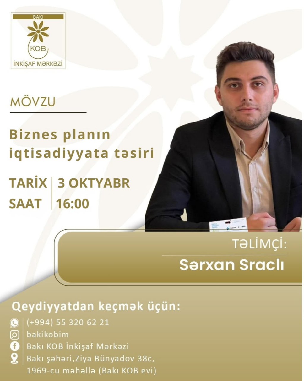 Biznes planın iqtisadiyyata təsiri mövzusunda praktiki təlim keçiriləcək.