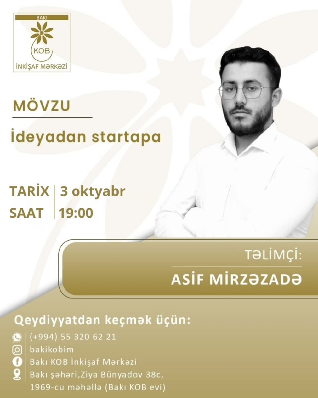 İdeyadan startapa mövzusunda praktiki təlim keçiriləcək.