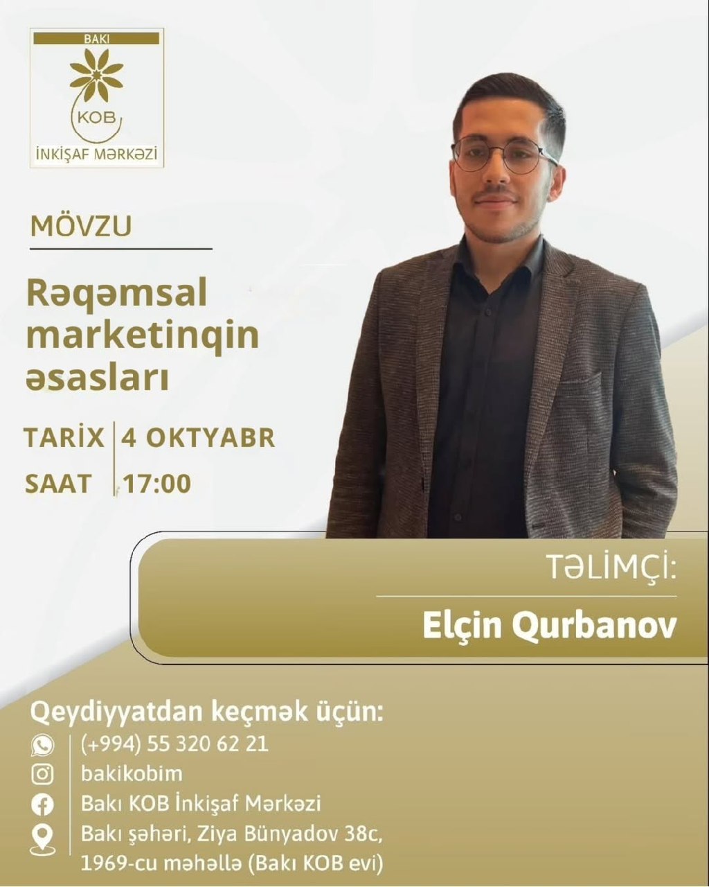 Rəqəmsal marketinqin əsasları mövzusunda praktiki təlim keçiriləcək.