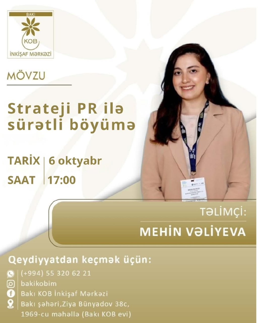 Strateji PR ilə sürətli böyümə mövzusunda praktiki təlim keçiriləcək.