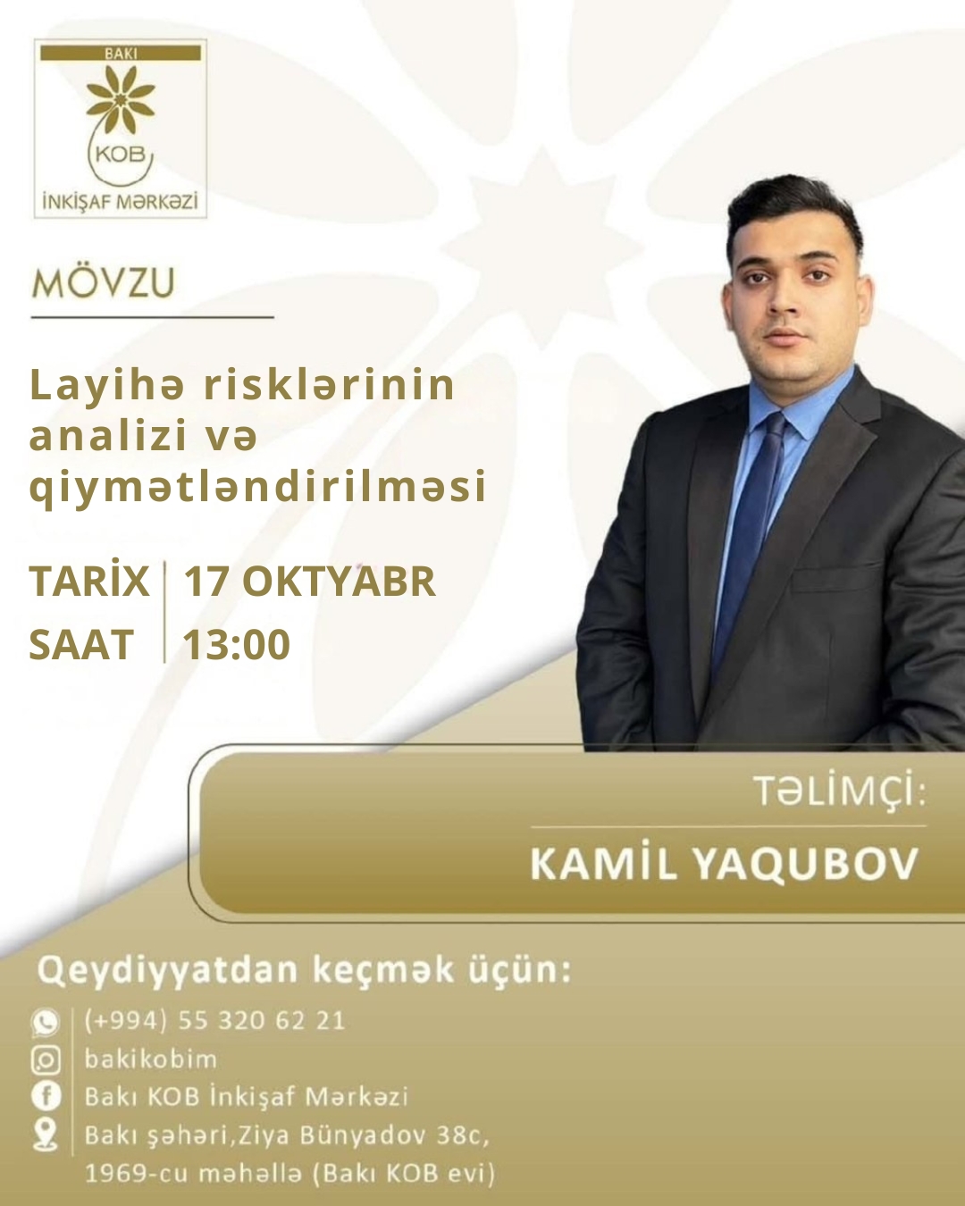 Risklərin analizi və qiymətləndirilməsi mövzusunda praktiki təlim keçiriləcək.