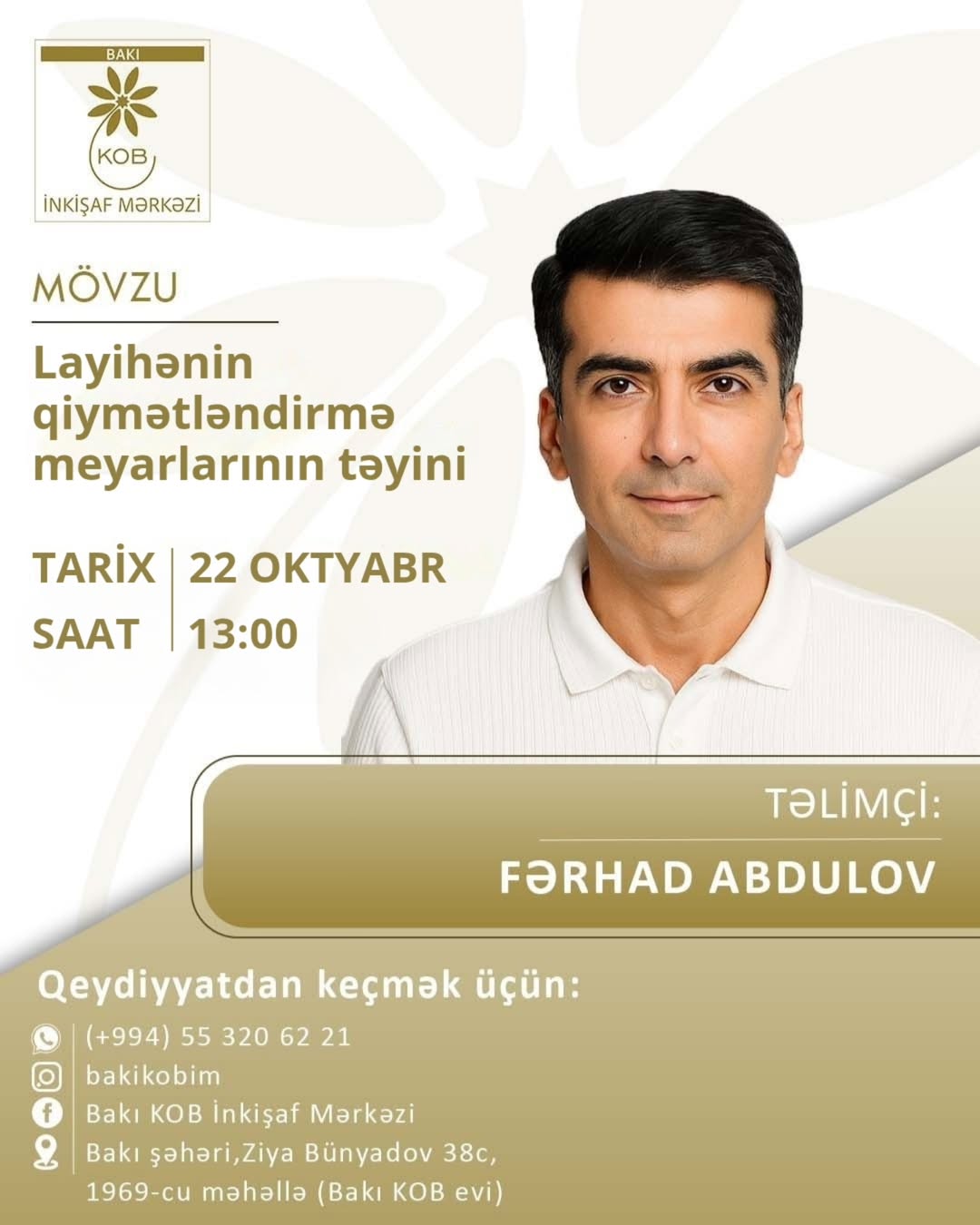 Layihənin qiymətləndirmə meyarlarının təyini mövzusunda praktiki təlim keçiriləcək.