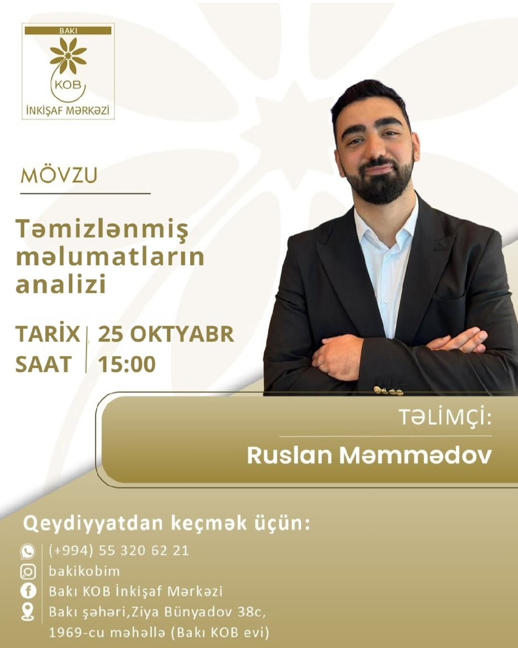 Təmizlənmiş məlumatların analizi mövzusunda praktiki təlim keçiriləcək.
