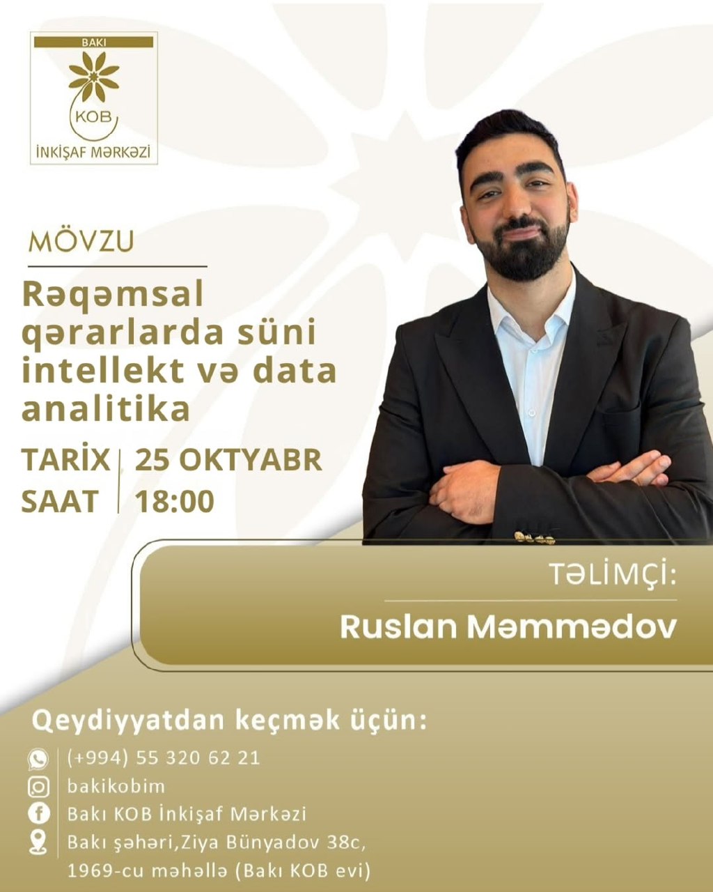 Rəqəmsal qərarlarda süni intellekt və data analitika mövzusunda praktiki təlim keçiriləcək.
