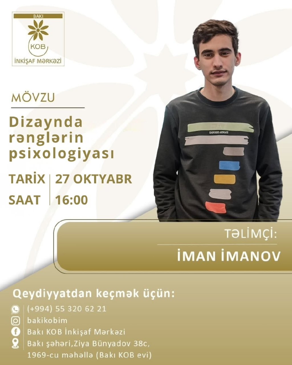 Dizaynda rənglərin psixologiyası" mövzusunda praktiki təlim keçiriləcək.