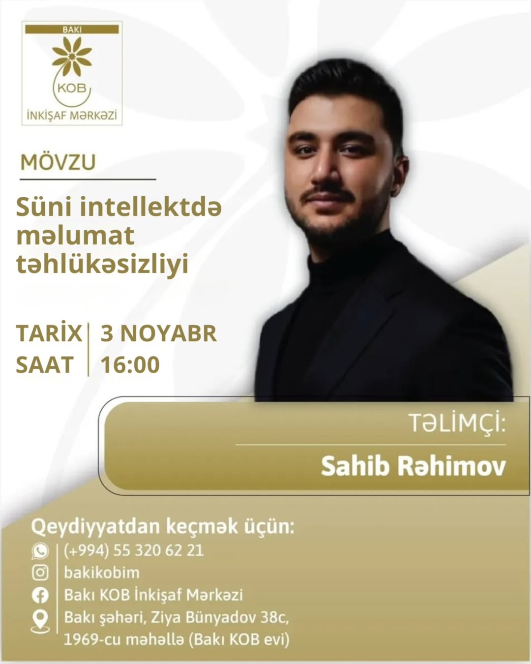 Süni intellektdə məlumat təhlükəsizliyi mövzusunda praktiki təlim keçiriləcək.
