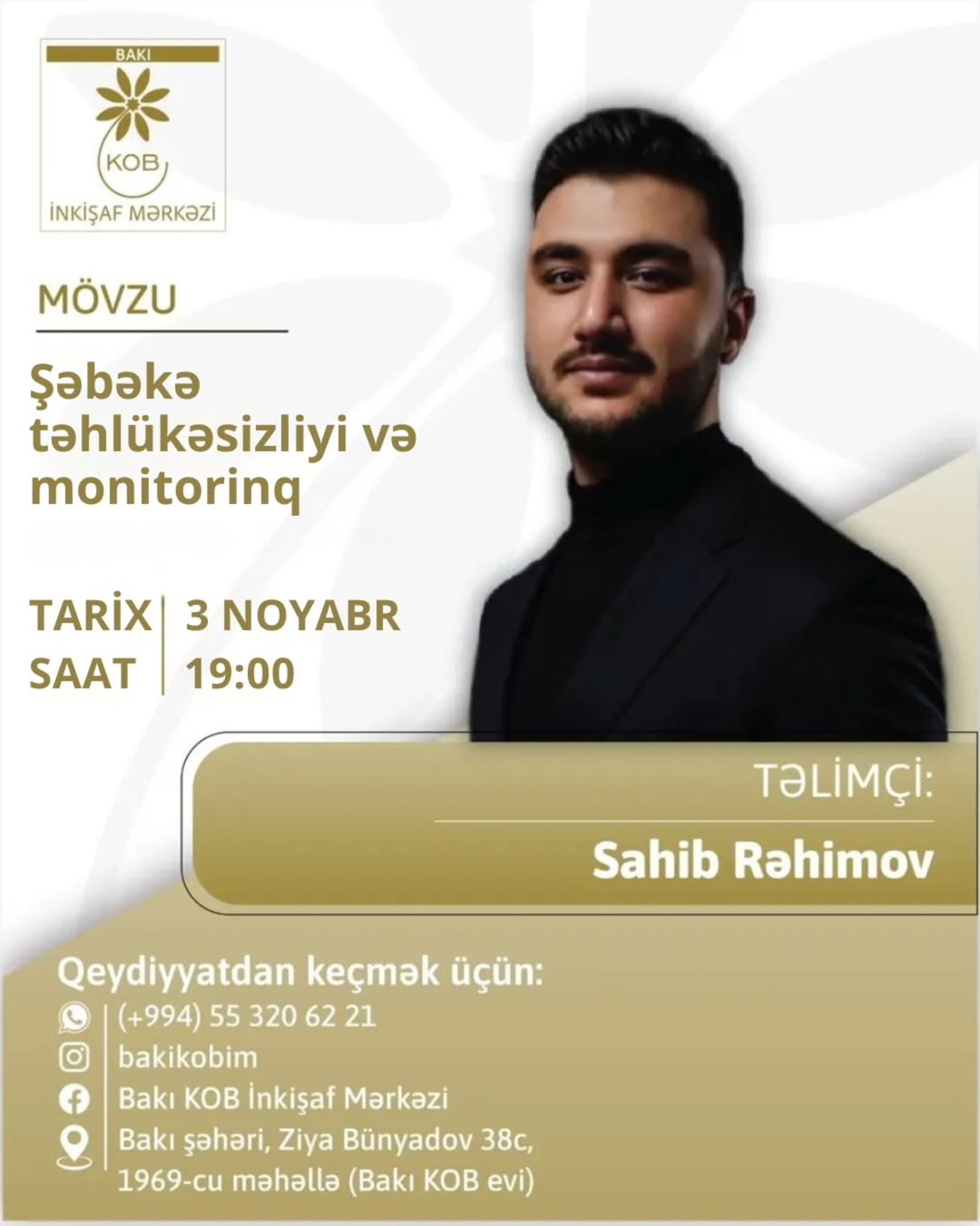 Şəbəkə təhlükəsizliyi və monitorinq mövzusunda praktiki təlim keçiriləcək.