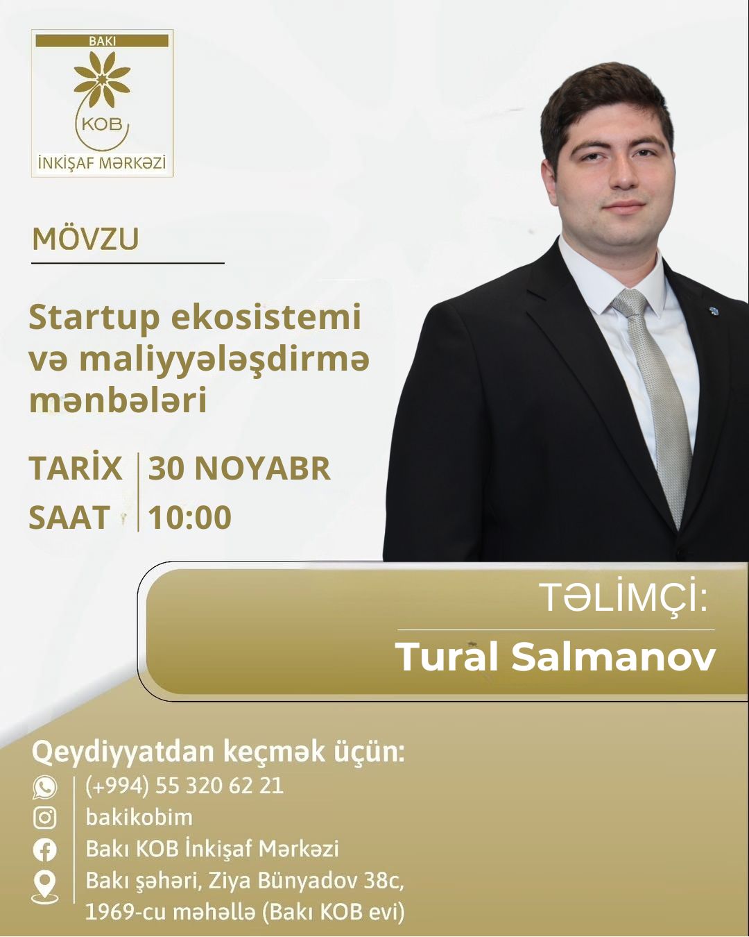 Startup ekosistemi və maliyyələşdirmə mənbələri mövzusunda praktiki təlim keçiriləcək.
